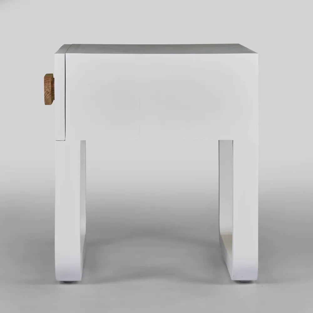 Norma Bedside Table Sungkai Wood -  White