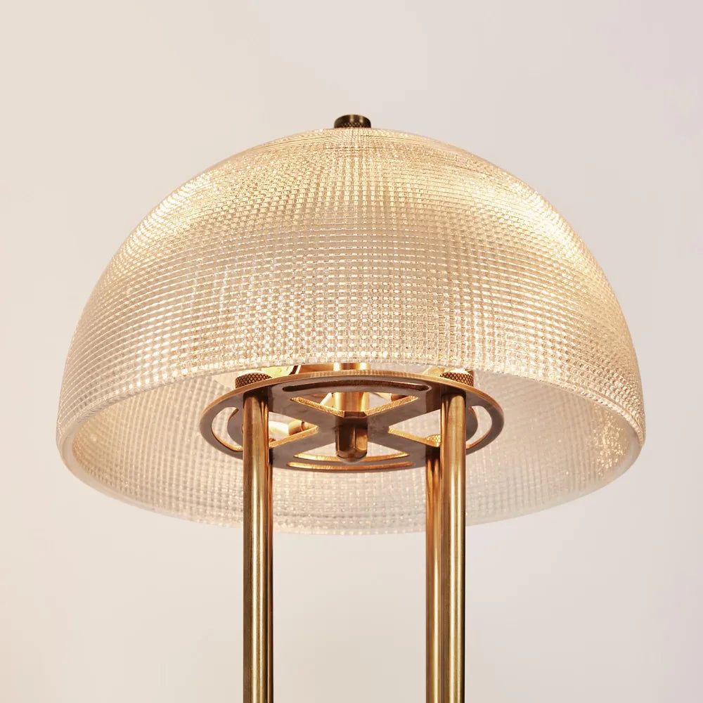 Victor Table Lamp With Textured Glass - Antique Brass