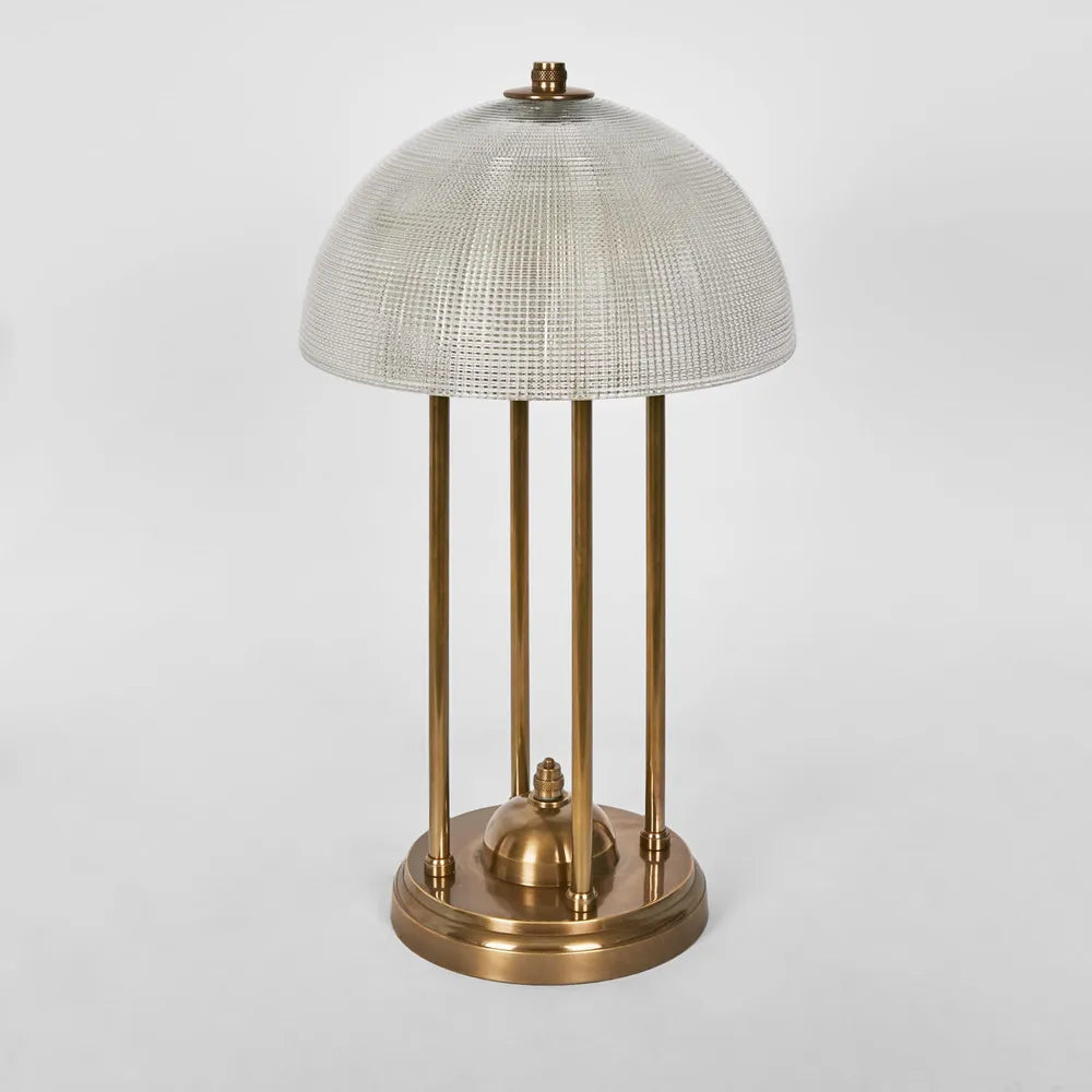 Victor Table Lamp With Textured Glass - Antique Brass