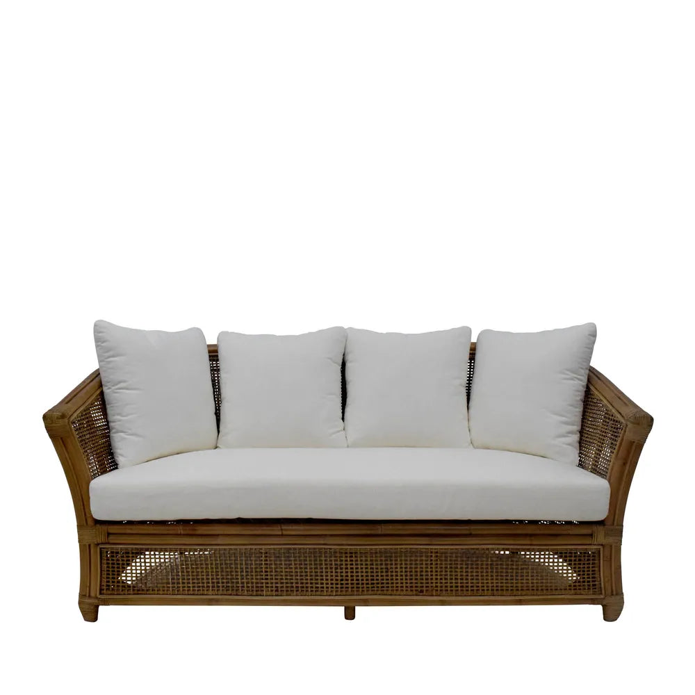 Cayman 2 Seater Rattan Sofa with Cushions - Cream