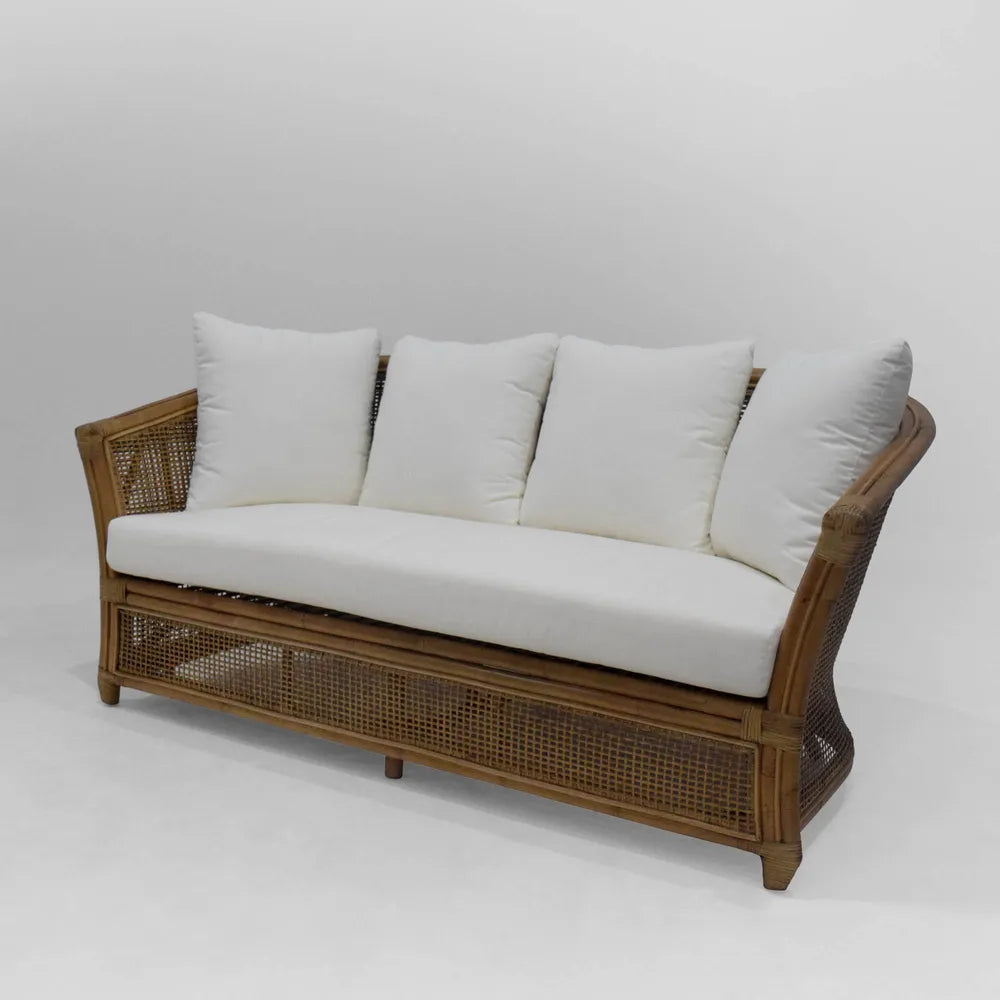 Cayman 2 Seater Rattan Sofa with Cushions - Cream