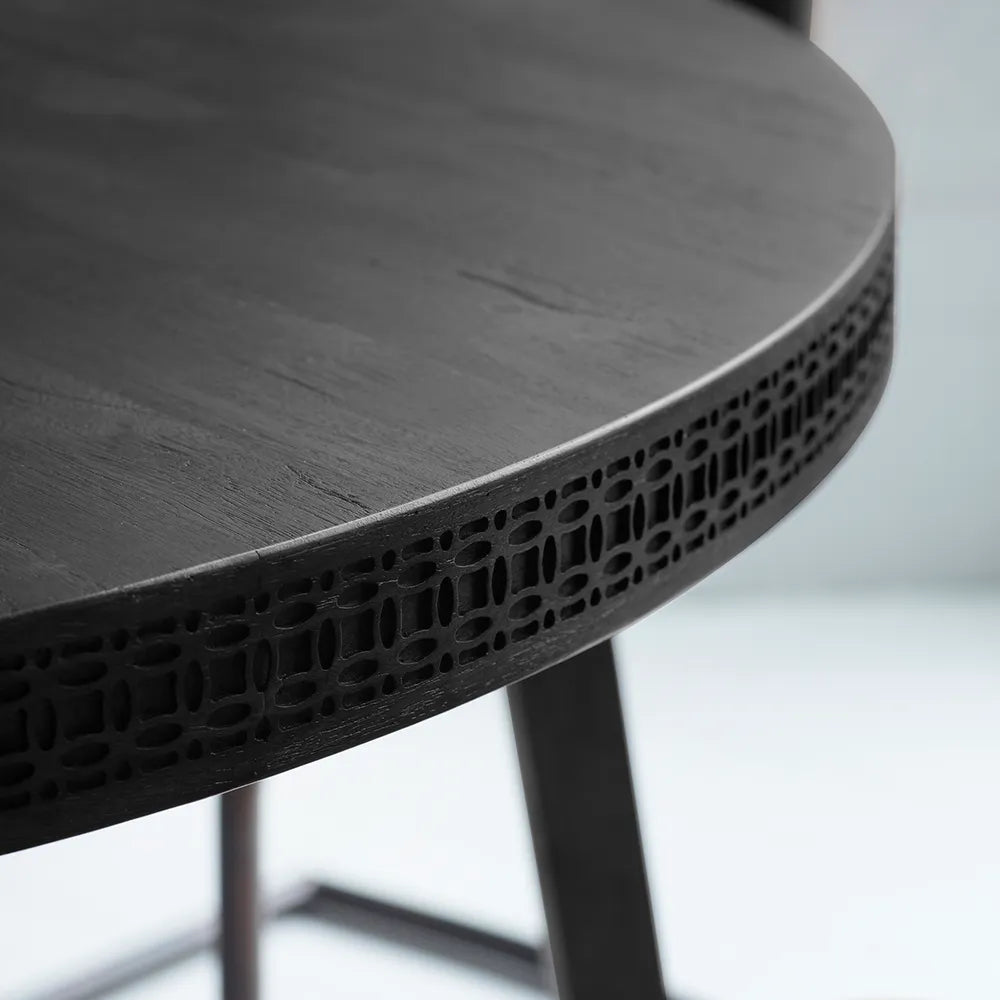 Boho Boutique Round Dining Table Wood - Black