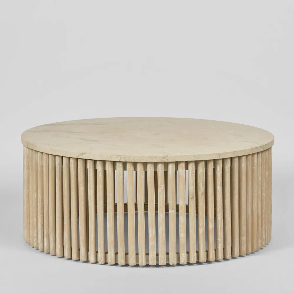 Cosi Coffee Table Teakwood & Stone - Ivory