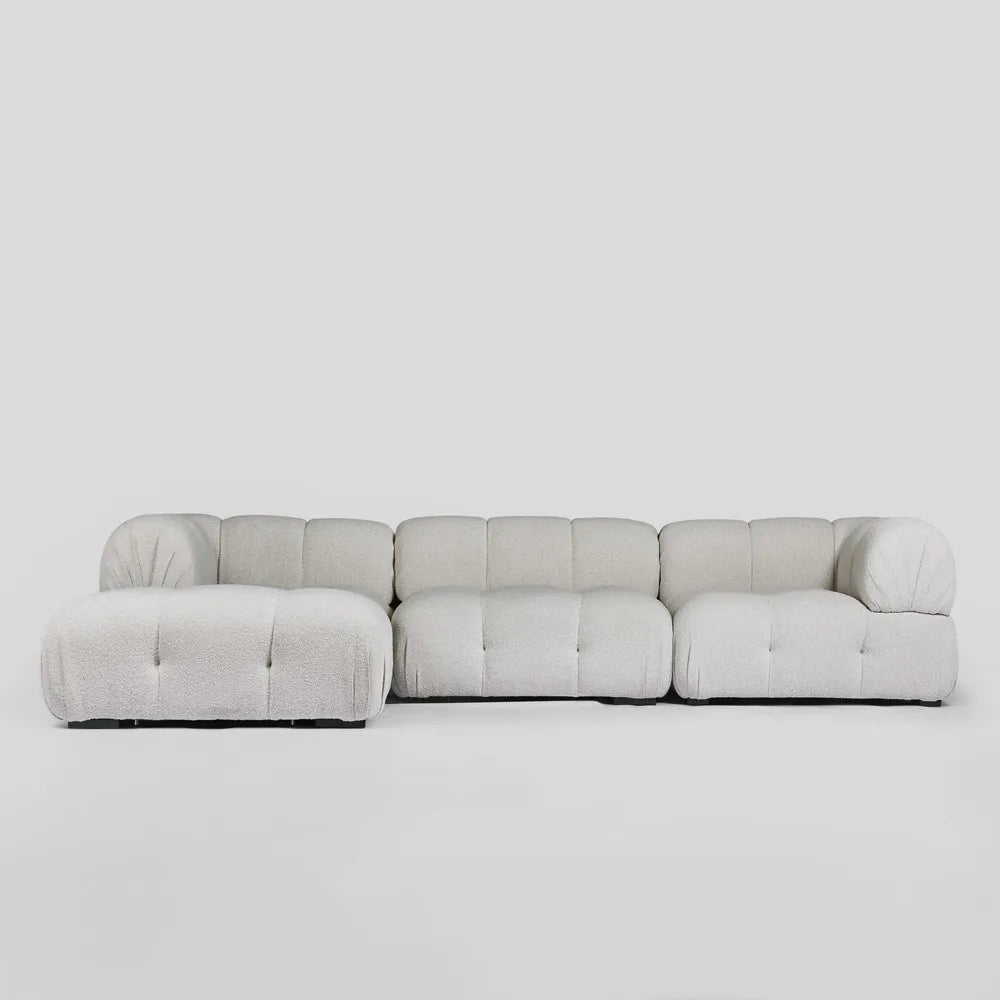 Hugo Fabric Sofa Ottoman - White