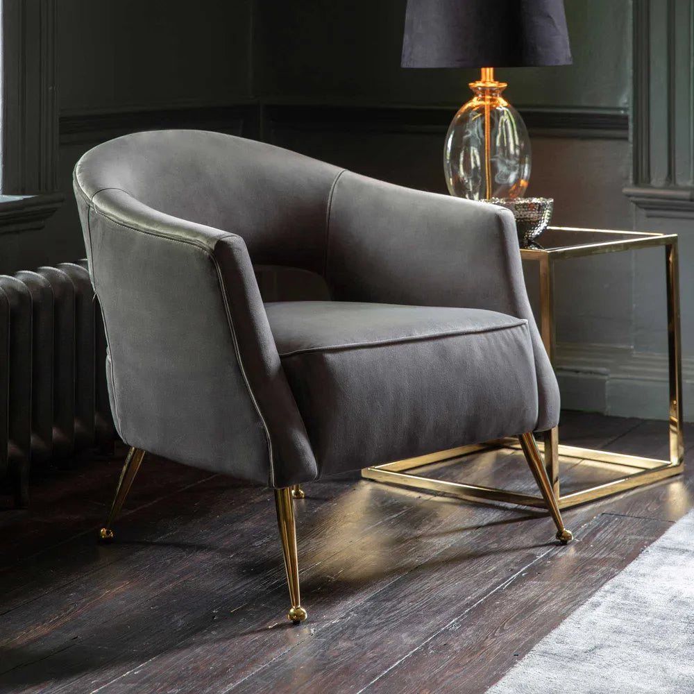 Barletta Fabric Armchair - Grey Velvet