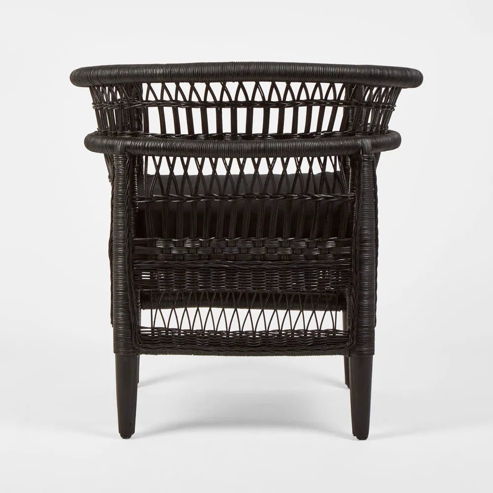 Livingstone Wicker Armchair with Cushion - Black