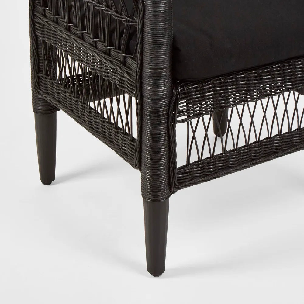 Livingstone Wicker Armchair with Cushion - Black