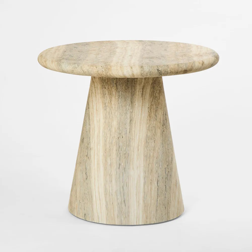 Parisi Travertine Round Side Table - Grey