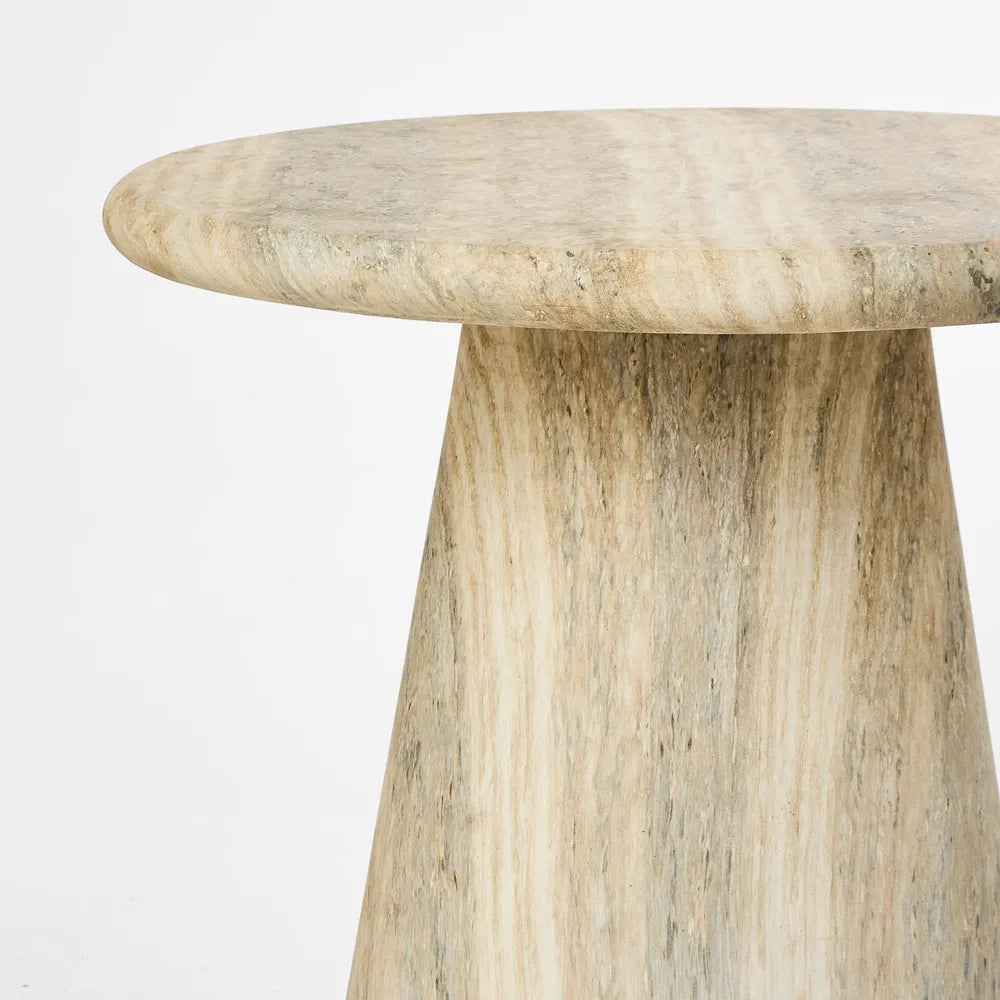 Parisi Travertine Round Side Table - Grey