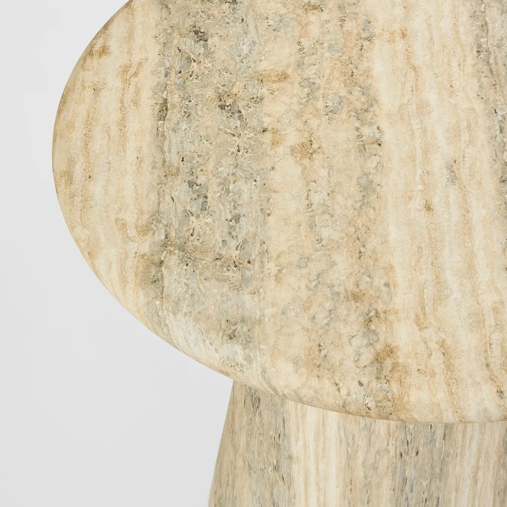 Parisi Travertine Round Side Table - Grey