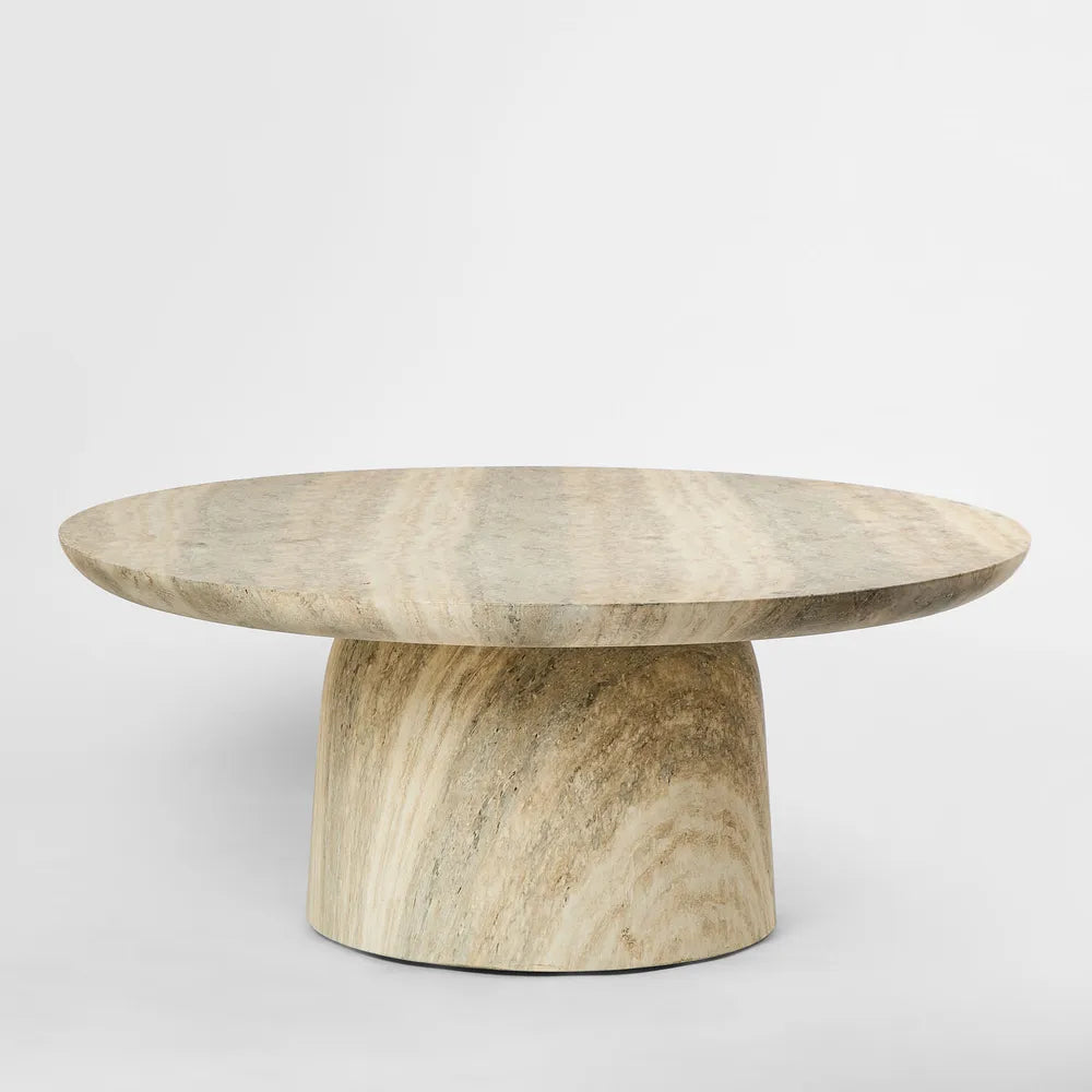 Parisi Travertine Round Coffee Table -  Grey