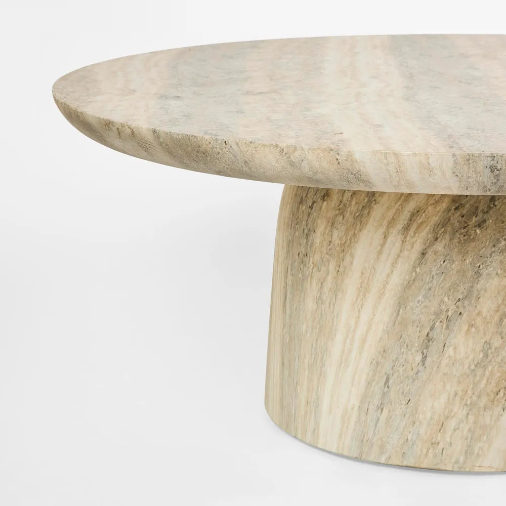 Parisi Travertine Round Coffee Table -  Grey