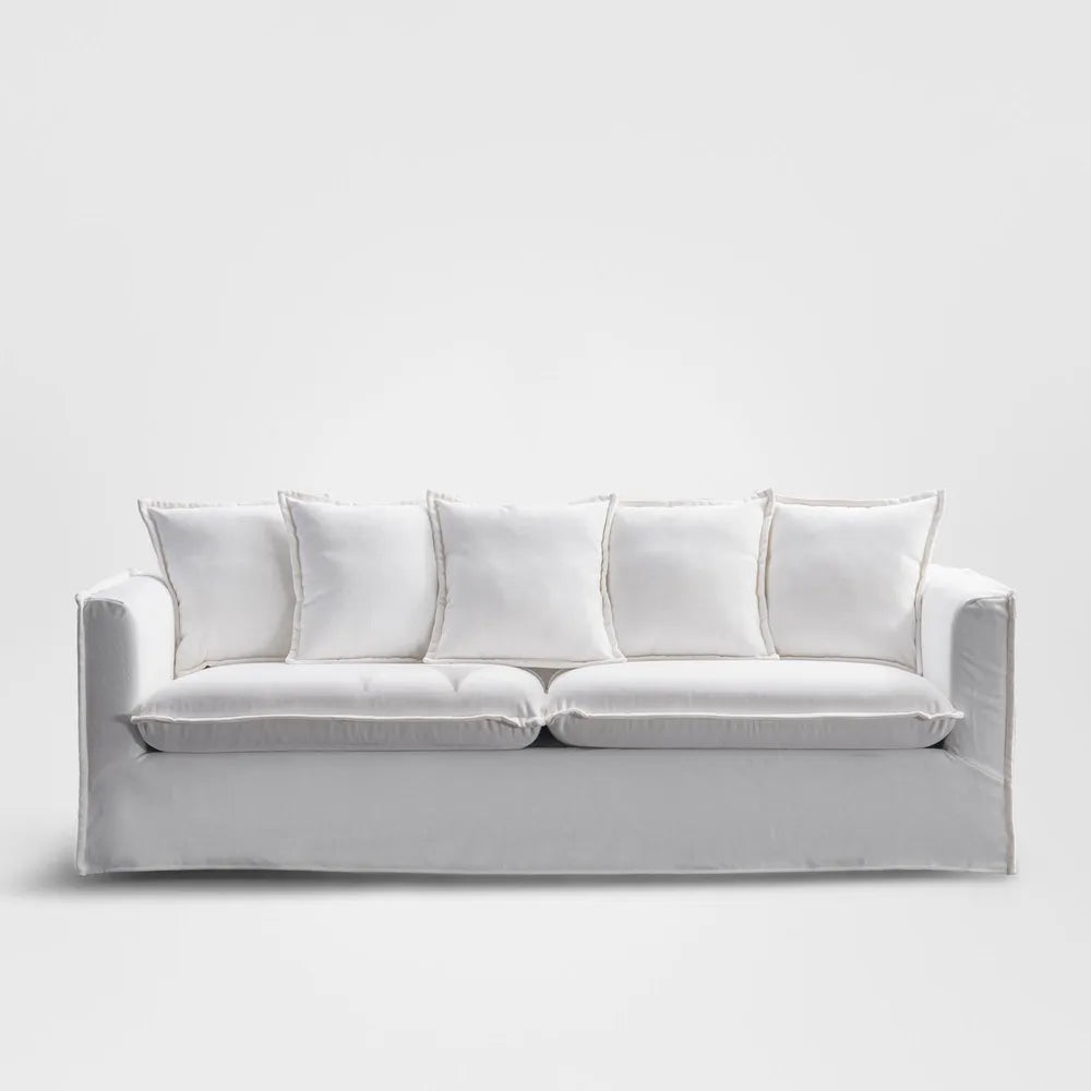 Airlie 3 Seater Fabric Sofa with Removable Cover - Pearl