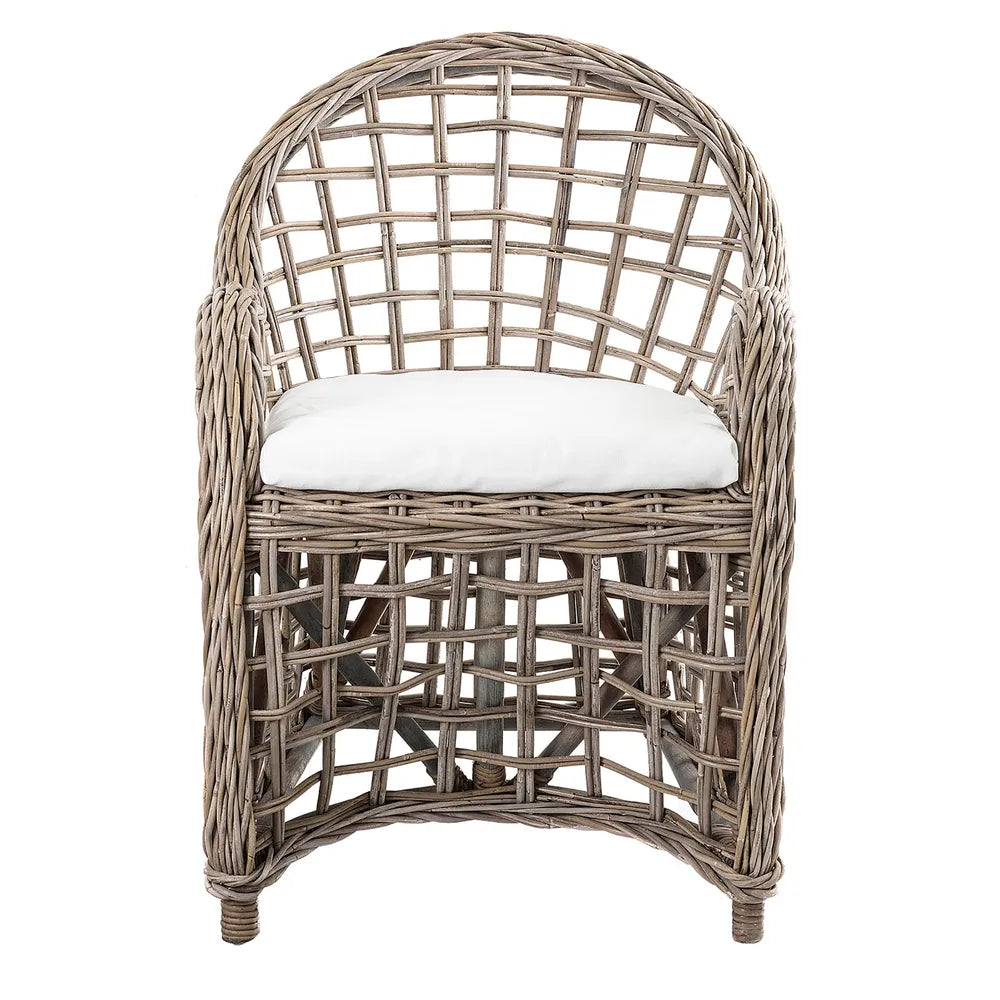 Mauritius Wicker Rattan Armchair with Cushion - Natural