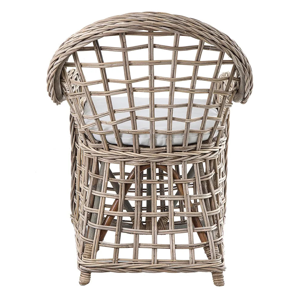 Mauritius Wicker Rattan Armchair with Cushion - Natural