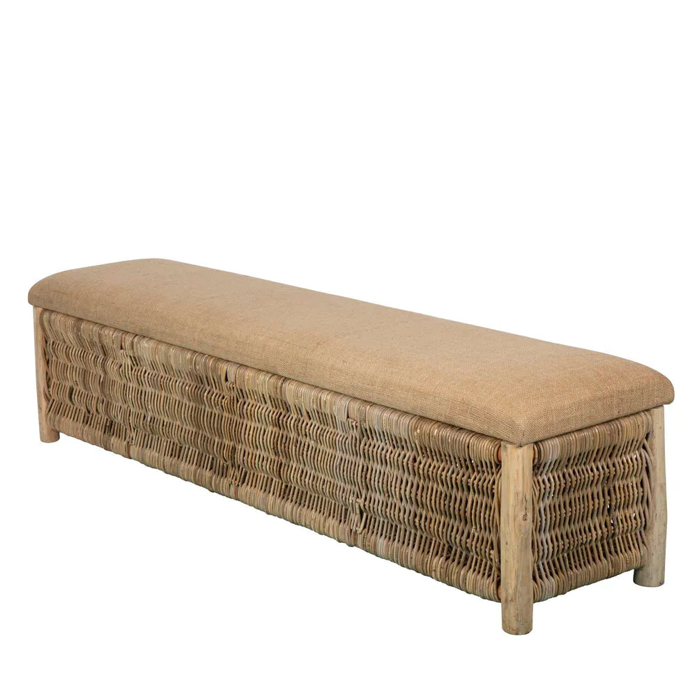 Cancun Wicker Bench - Natural