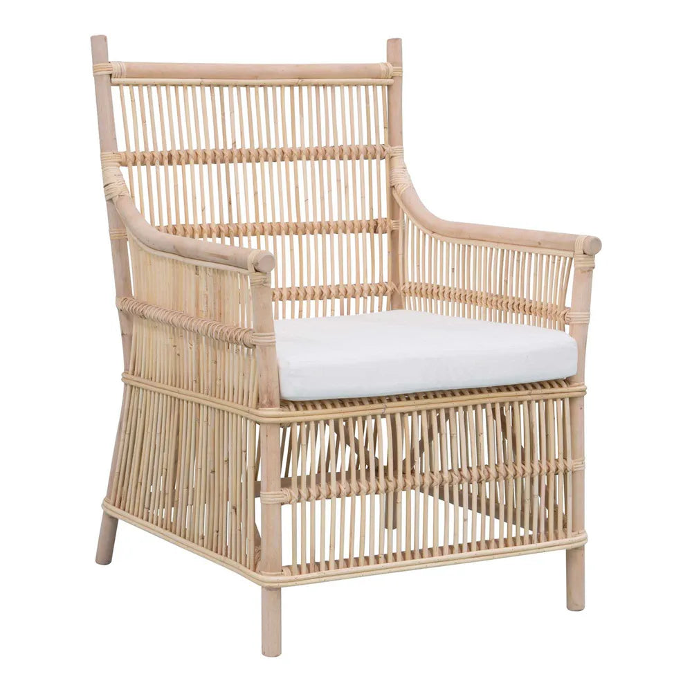 Haiti Wicker Rattan Armchair with Cushion - Natural