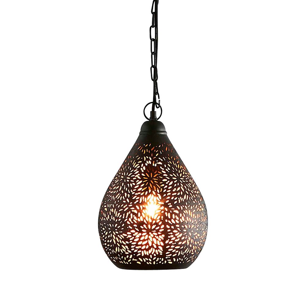 Aquarius Perforated Teardrop Pendant Small - Black