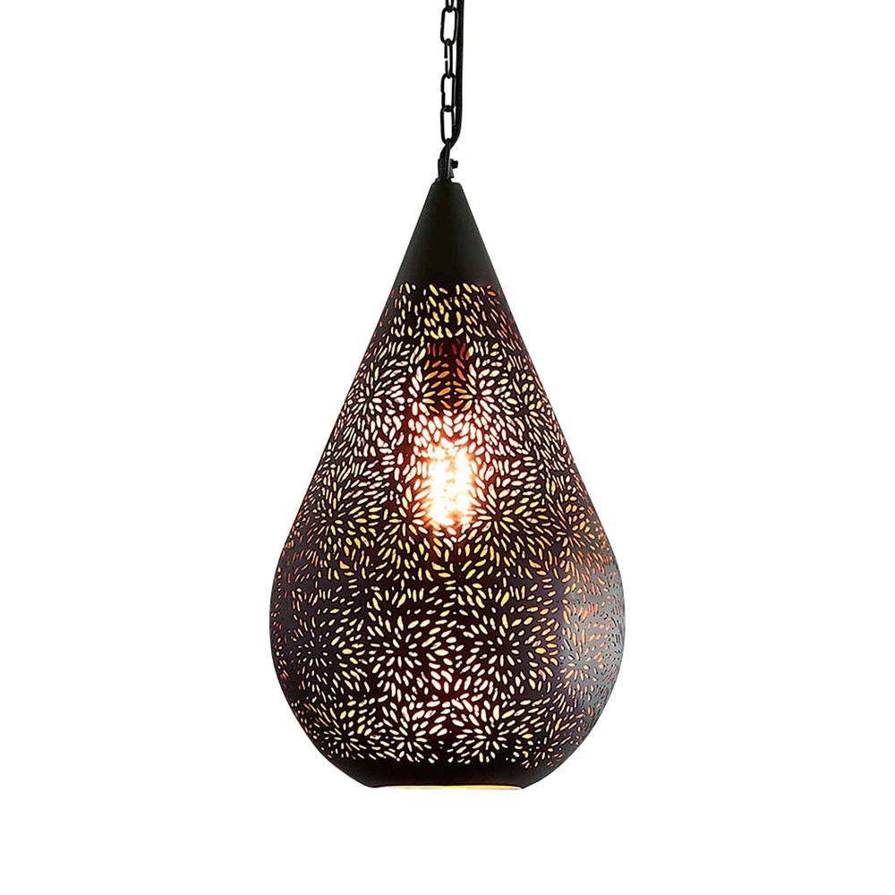 Aquarius Perforated Teardrop Pendant Medium - Black