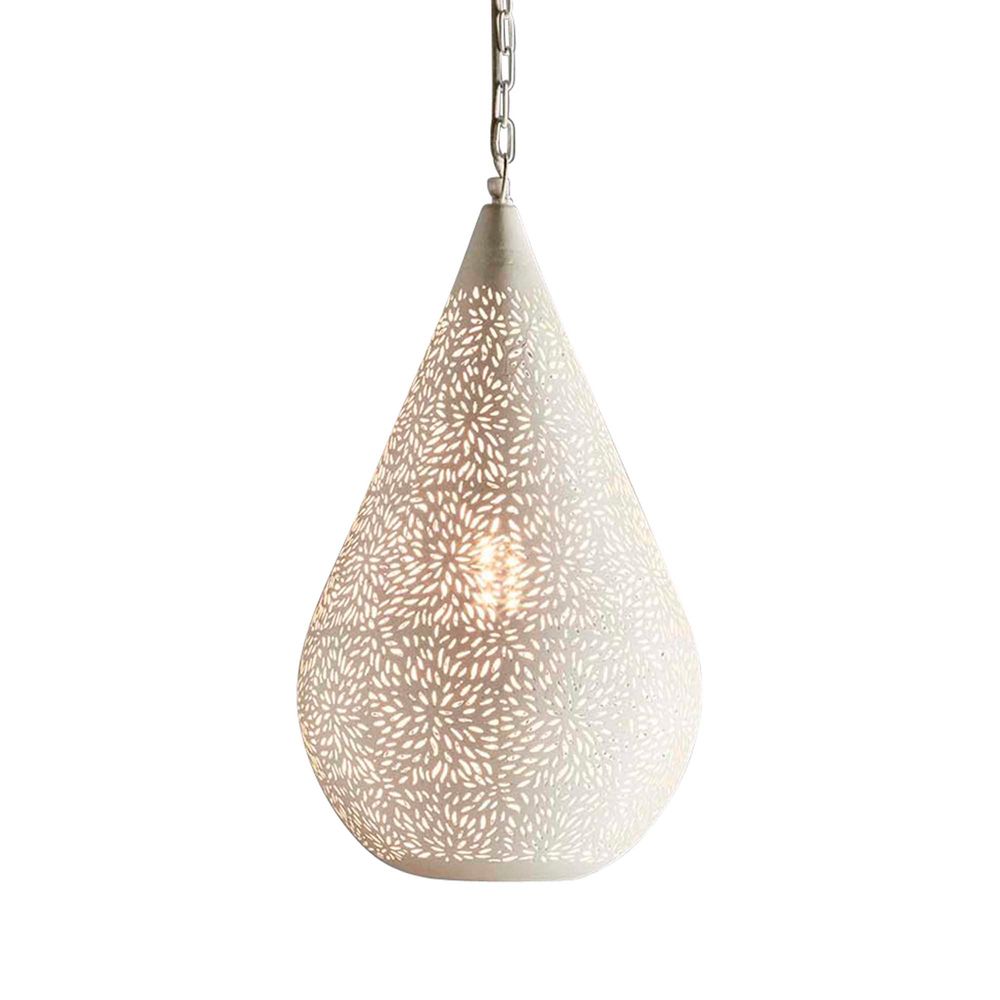 Aquarius Perforated Teardrop Pendant Medium - White