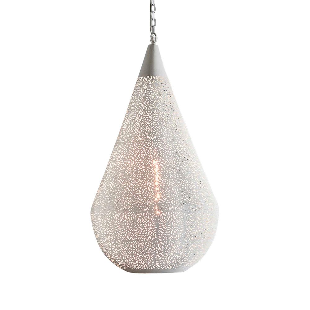 Aquarius Perforated Teardrop Pendant Large - White