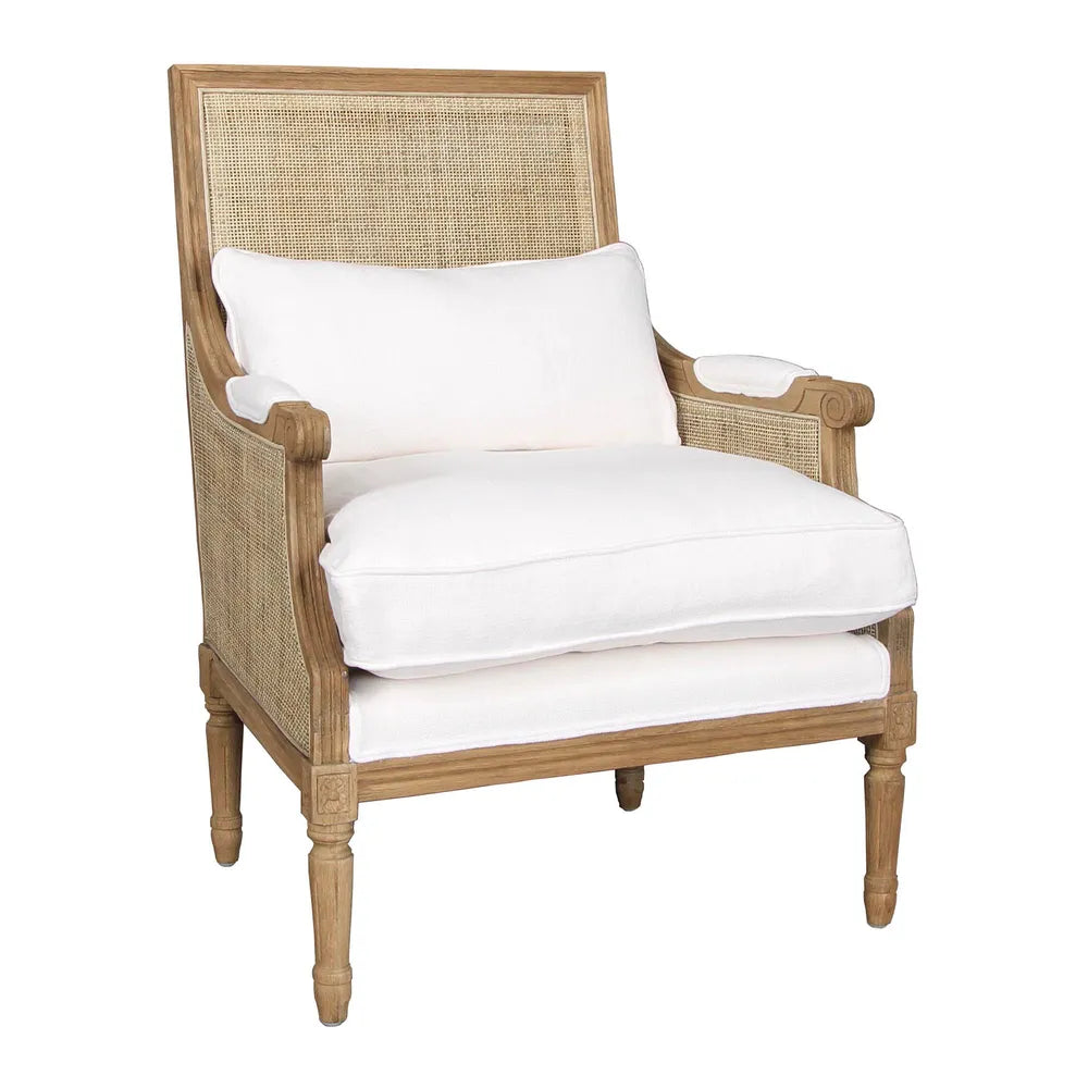 Hicks Oak Rattan Caned Armchair - White