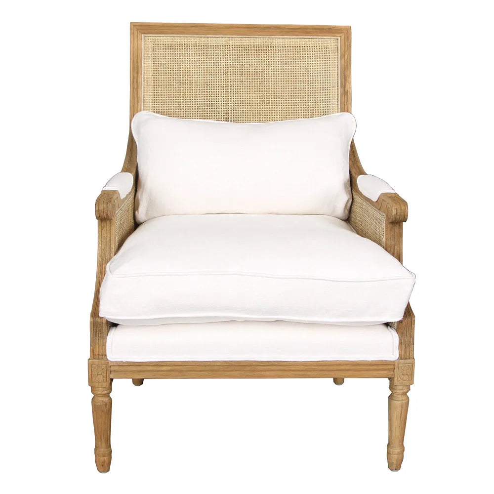 Hicks Oak Rattan Caned Armchair - White