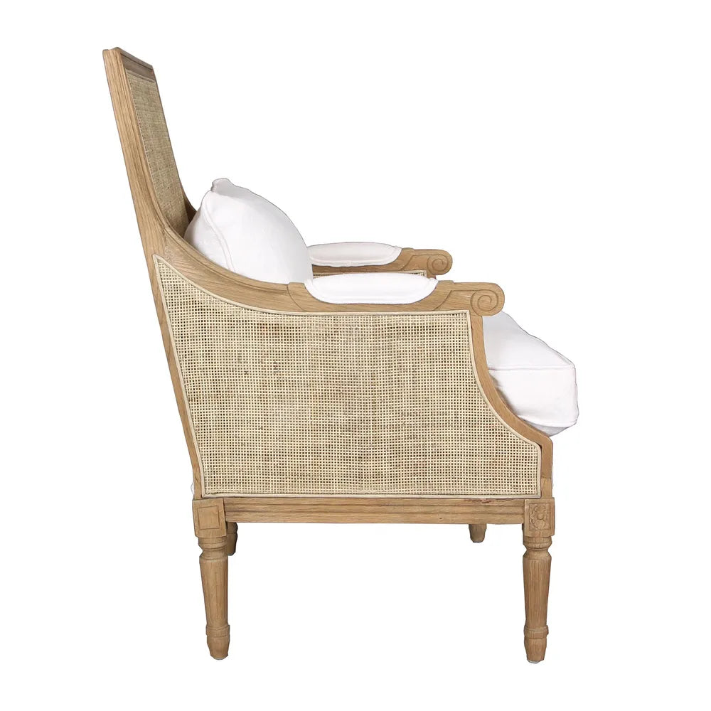 Hicks Oak Rattan Caned Armchair - White