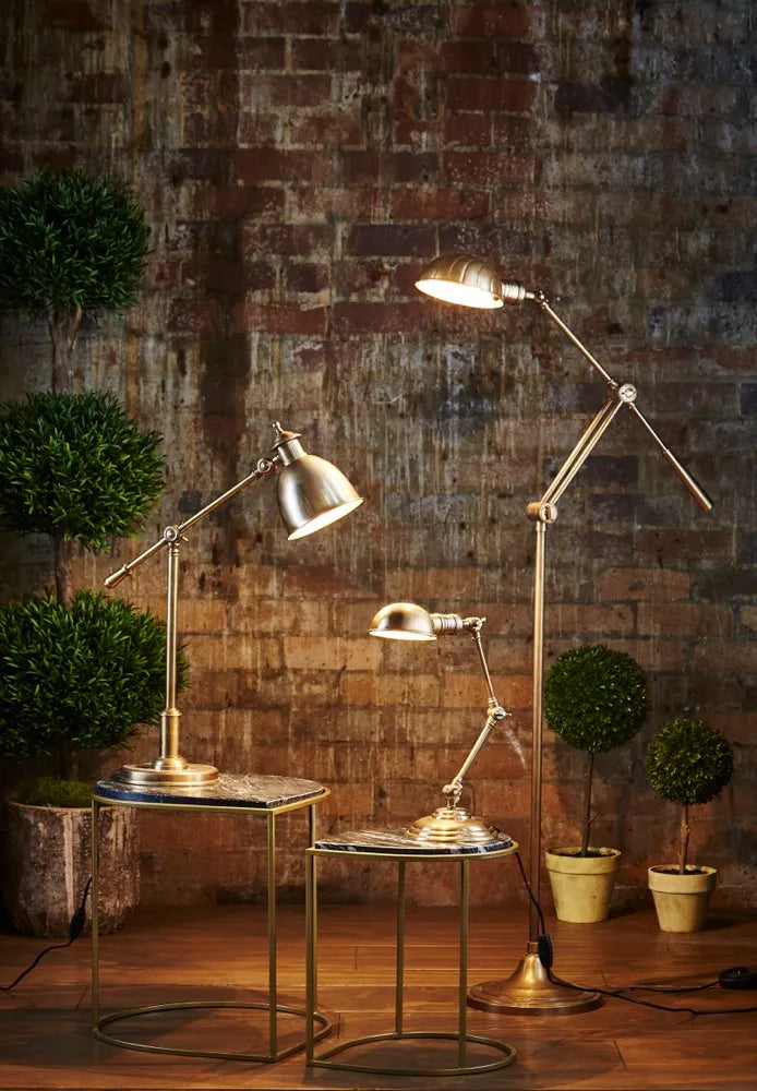 Vermont Industrial Metal Desk Lamp - Antique Brass