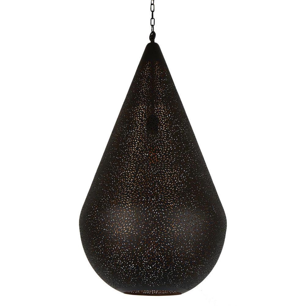 Aquarius Perforated Teardrop Pendant Large - Black