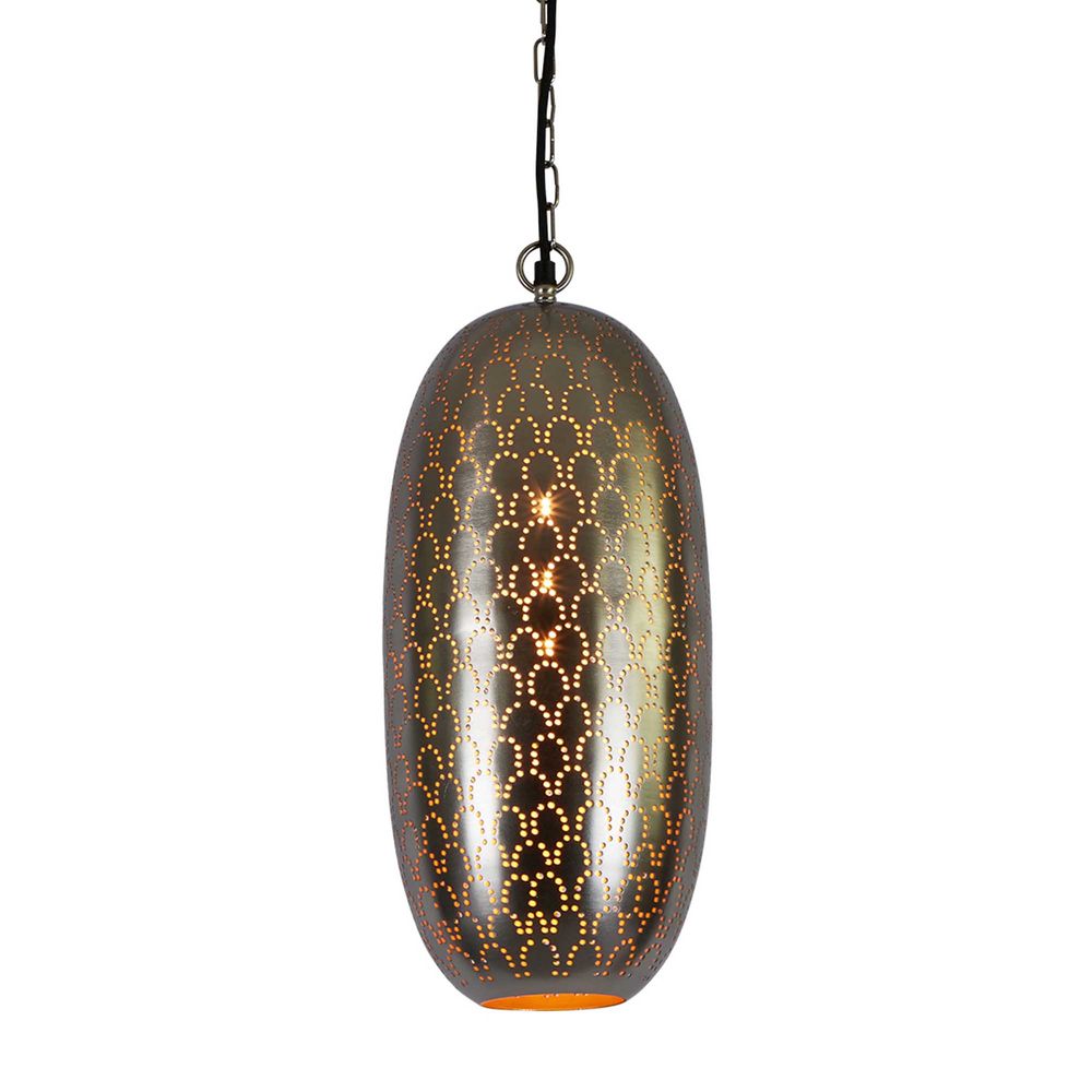 Anaconda Perforated Tall Oblong Pendant - Nickel