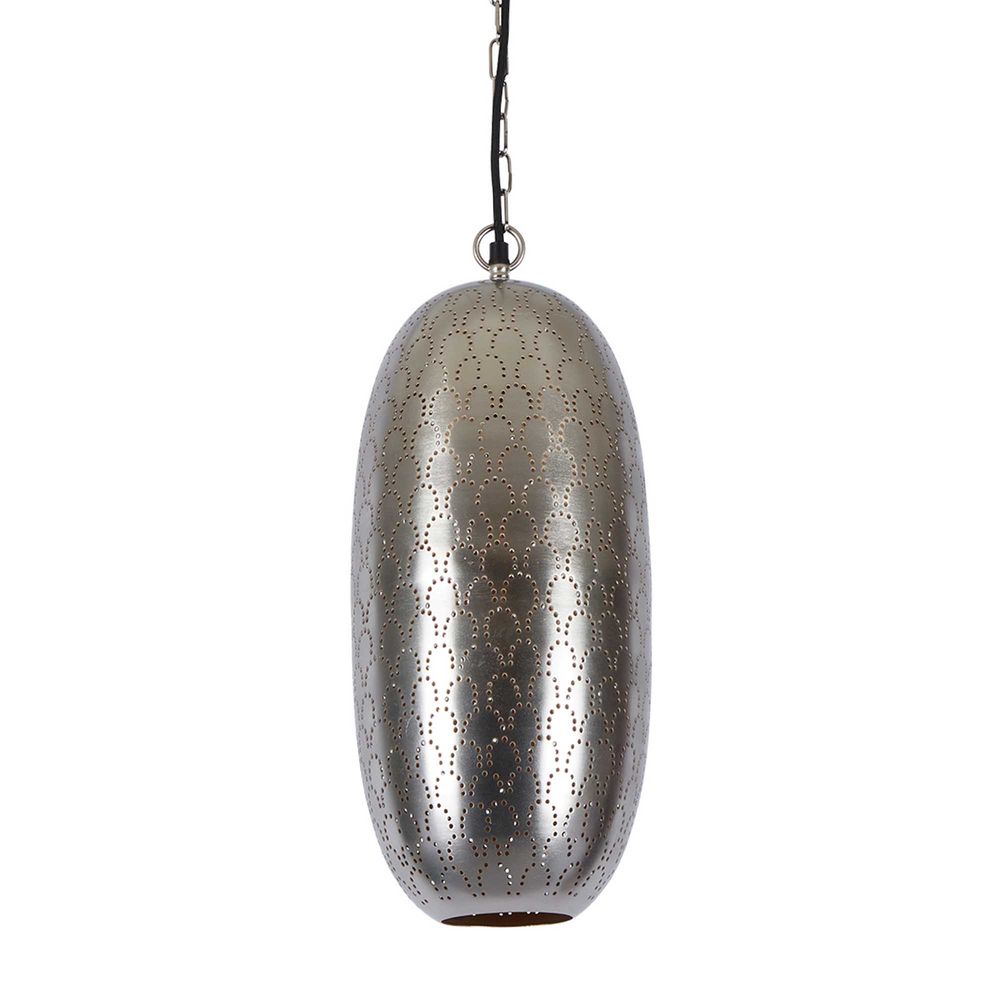 Anaconda Perforated Tall Oblong Pendant - Nickel