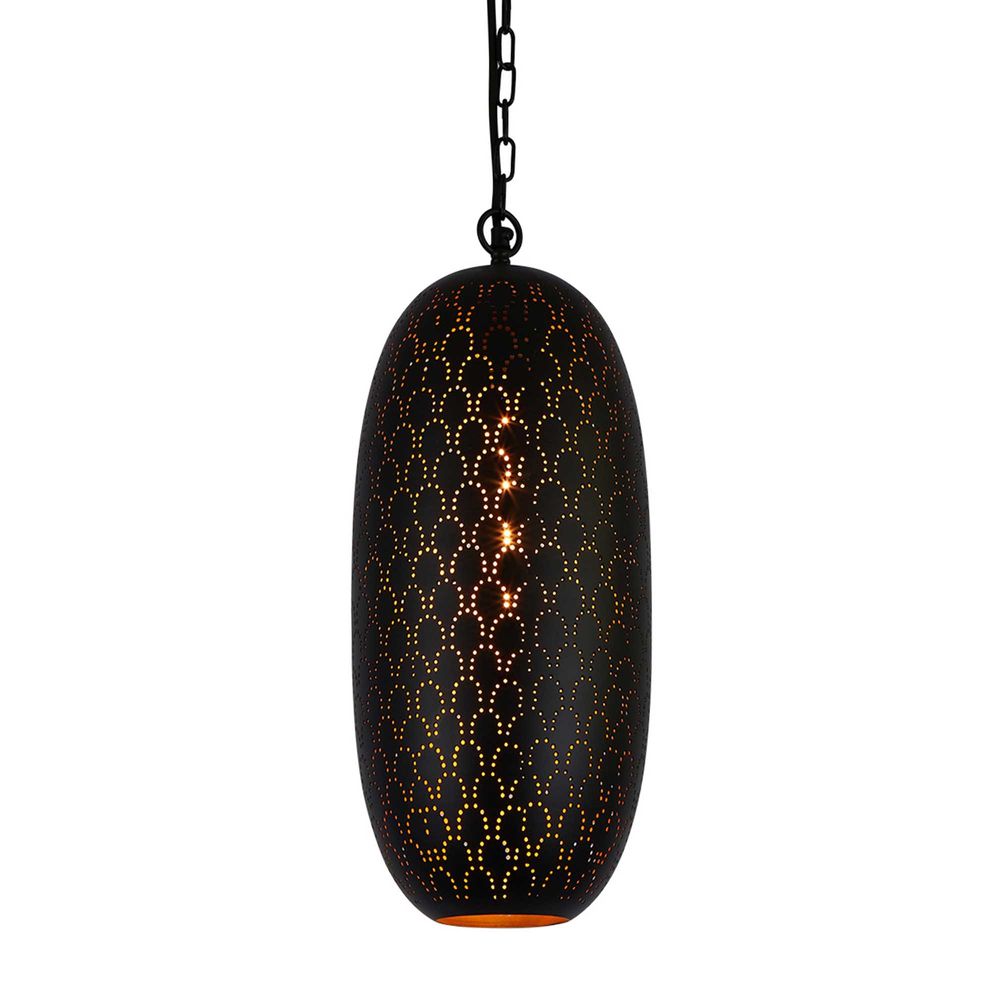 Anaconda Perforated Tall Oblong Pendant - Black