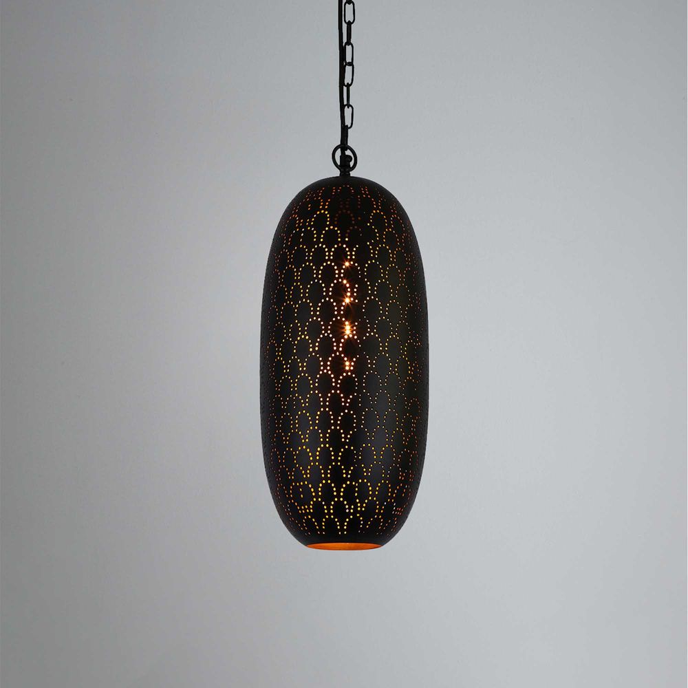 Anaconda Perforated Tall Oblong Pendant - Black