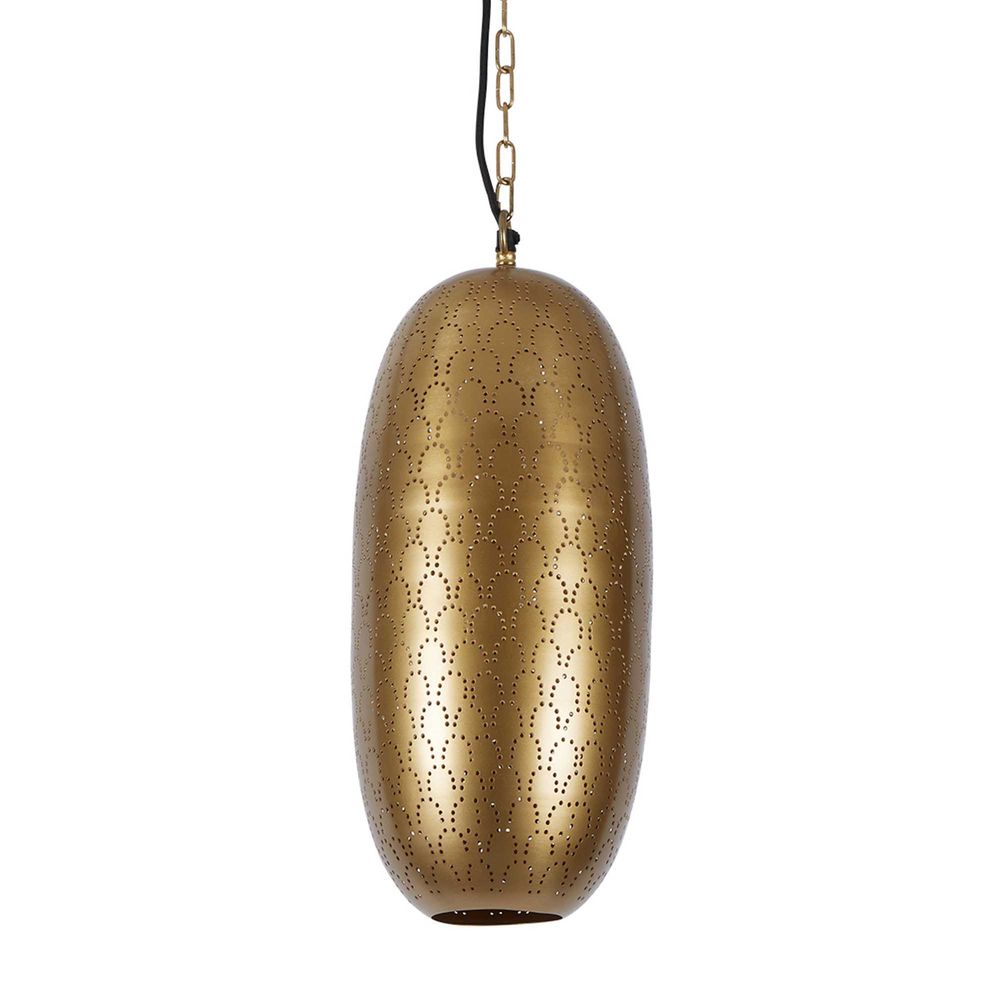 Anaconda Perforated Tall Oblong Pendant -  Light Brass