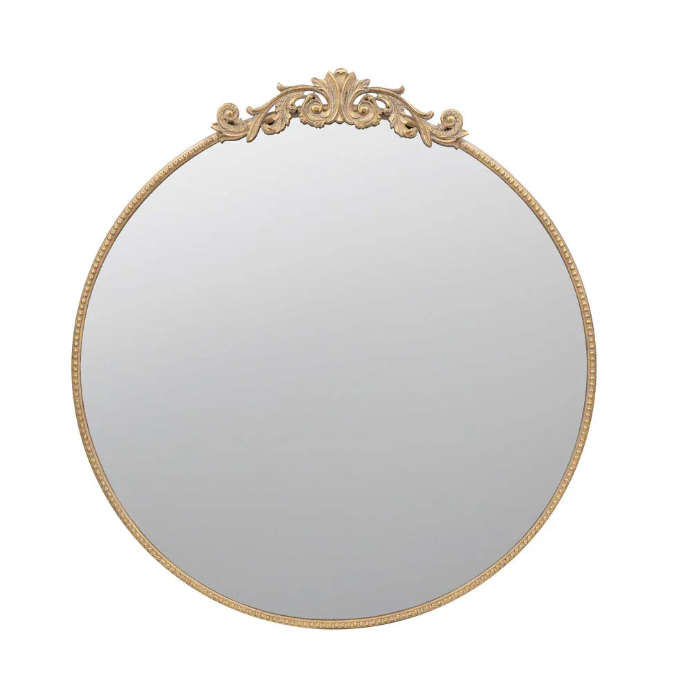 Baroque Large Round Wall Mirror - Gold