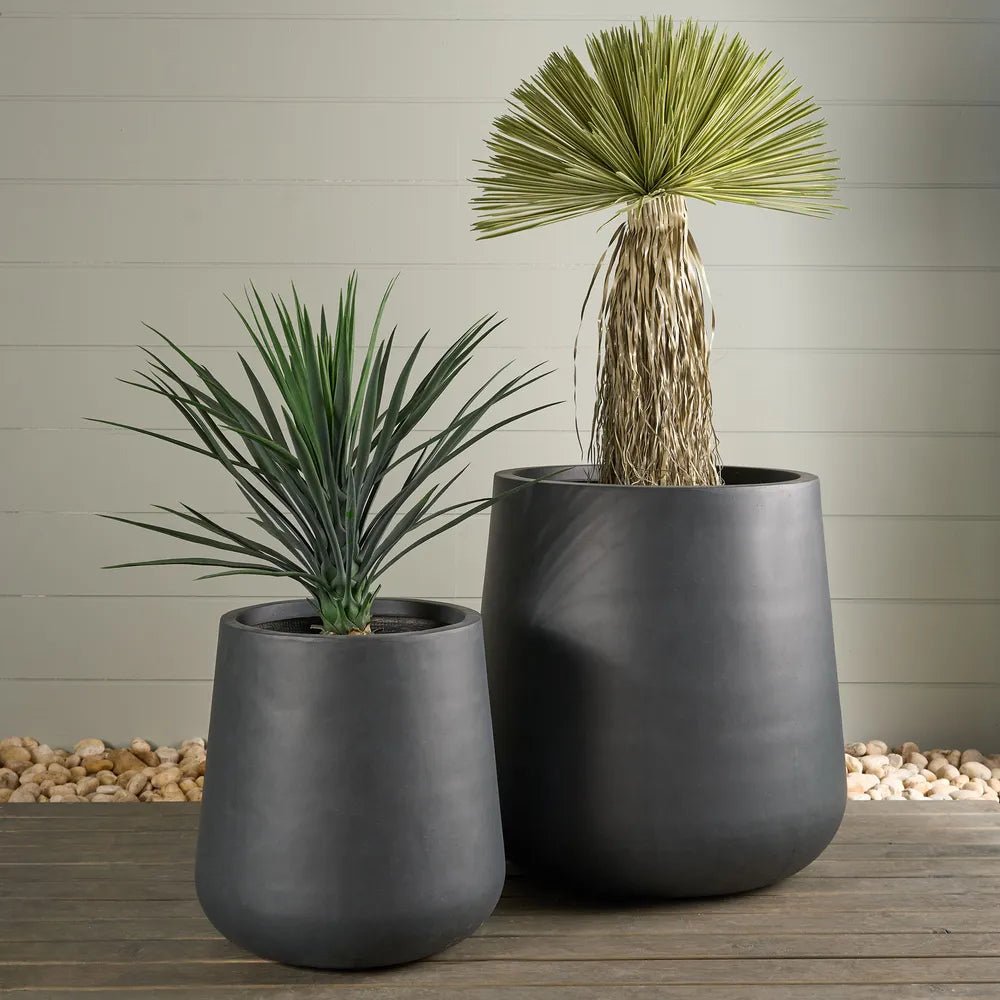 Tran Fiberstone Planter Set of 2 - Black