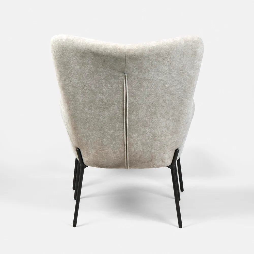 Justin Fabric Armchair with Stool - Grey