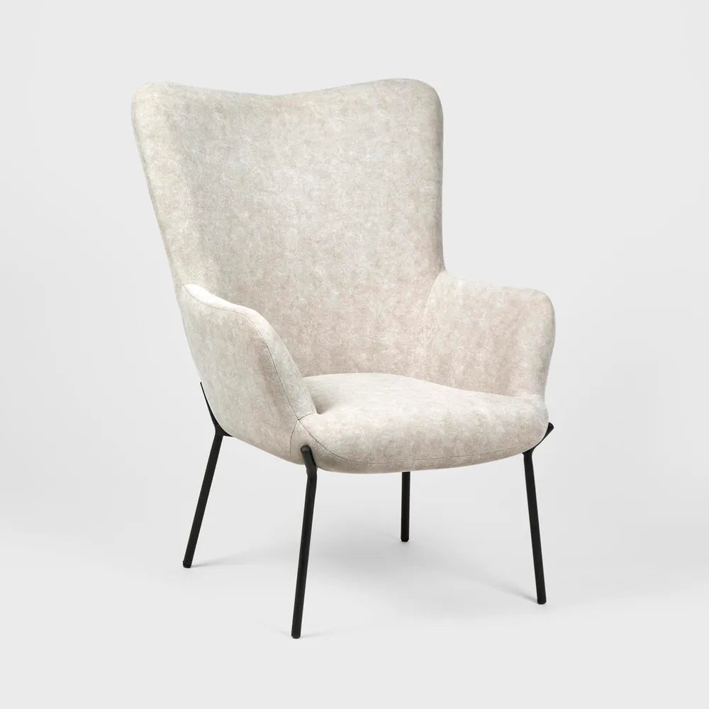 Justin Fabric Armchair with Stool - Grey