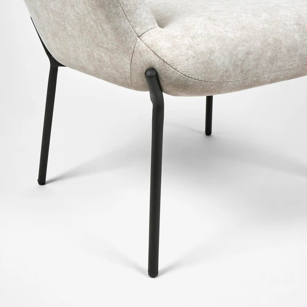 Justin Fabric Armchair with Stool - Grey