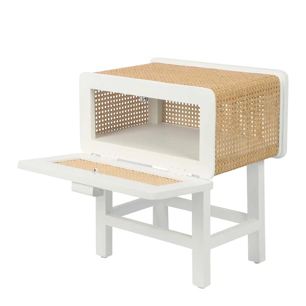 Zoe Bedside Table Sungkai Wood - Off White