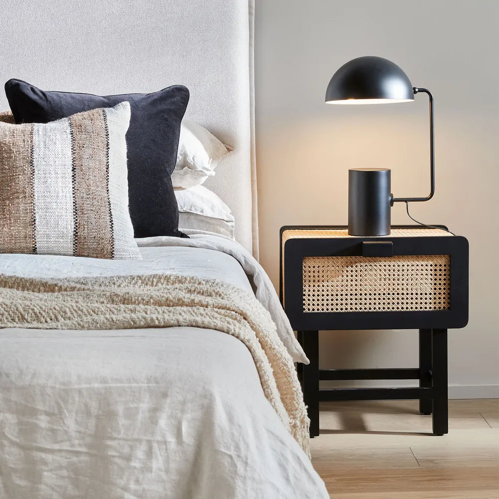 Zoe Bedside Table Sungkai Wood - Black