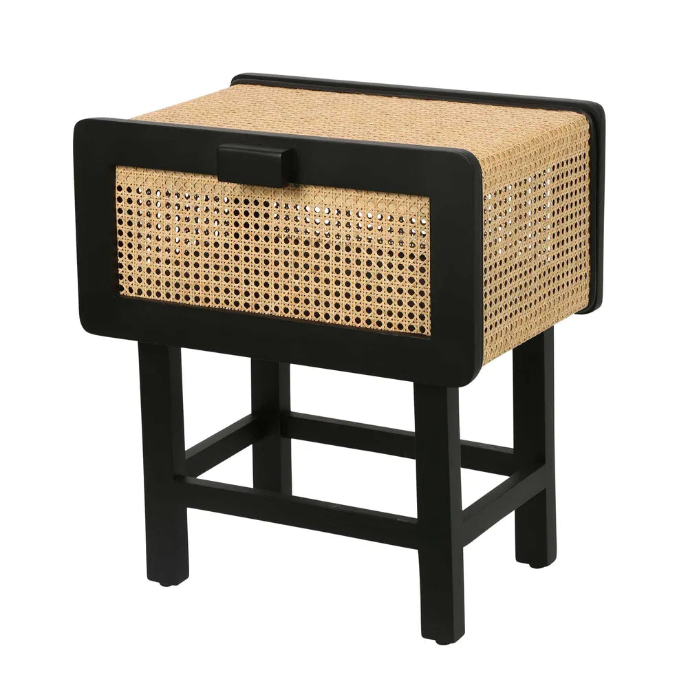 Zoe Bedside Table Sungkai Wood - Black