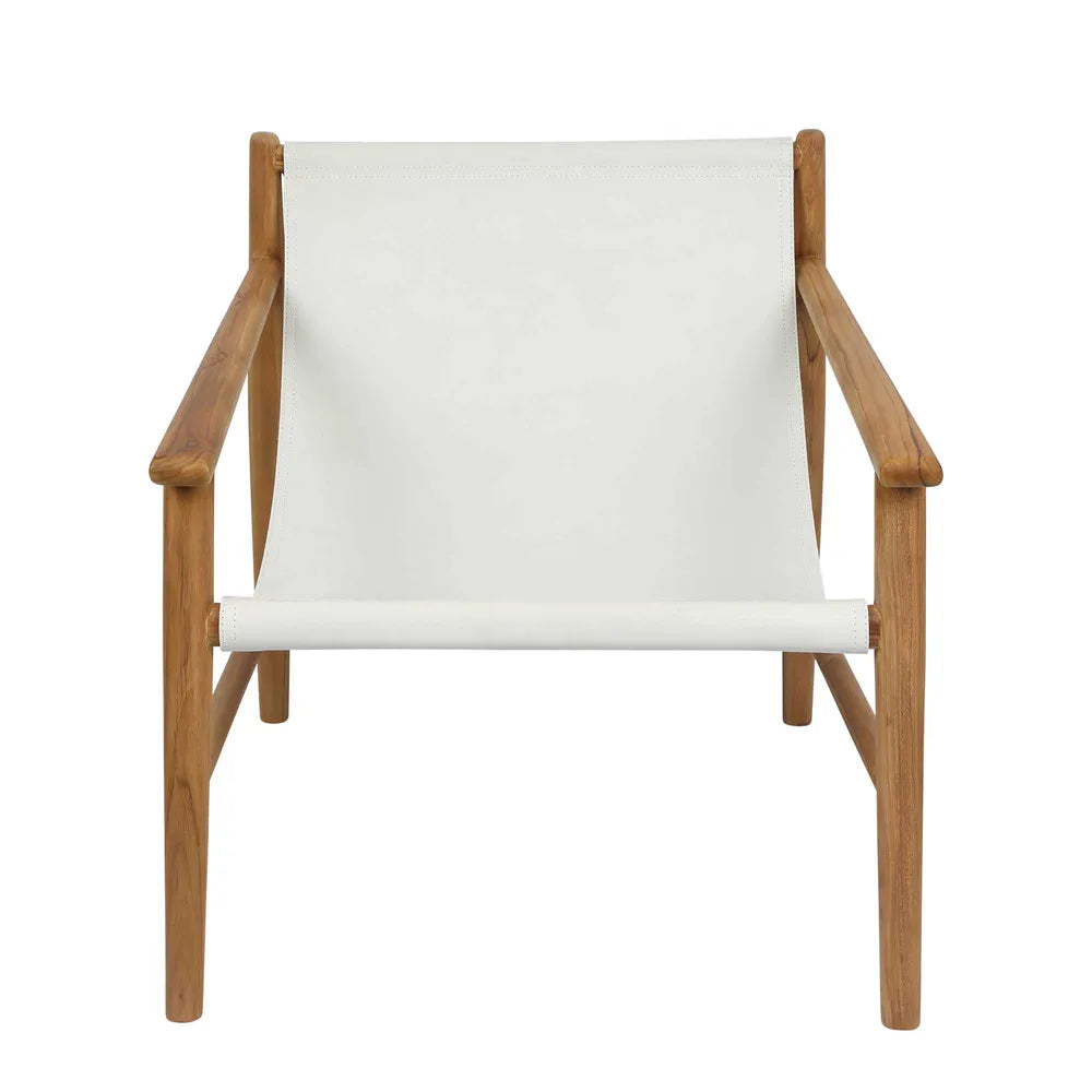 Bolan Teak Wood Leather Chair - White