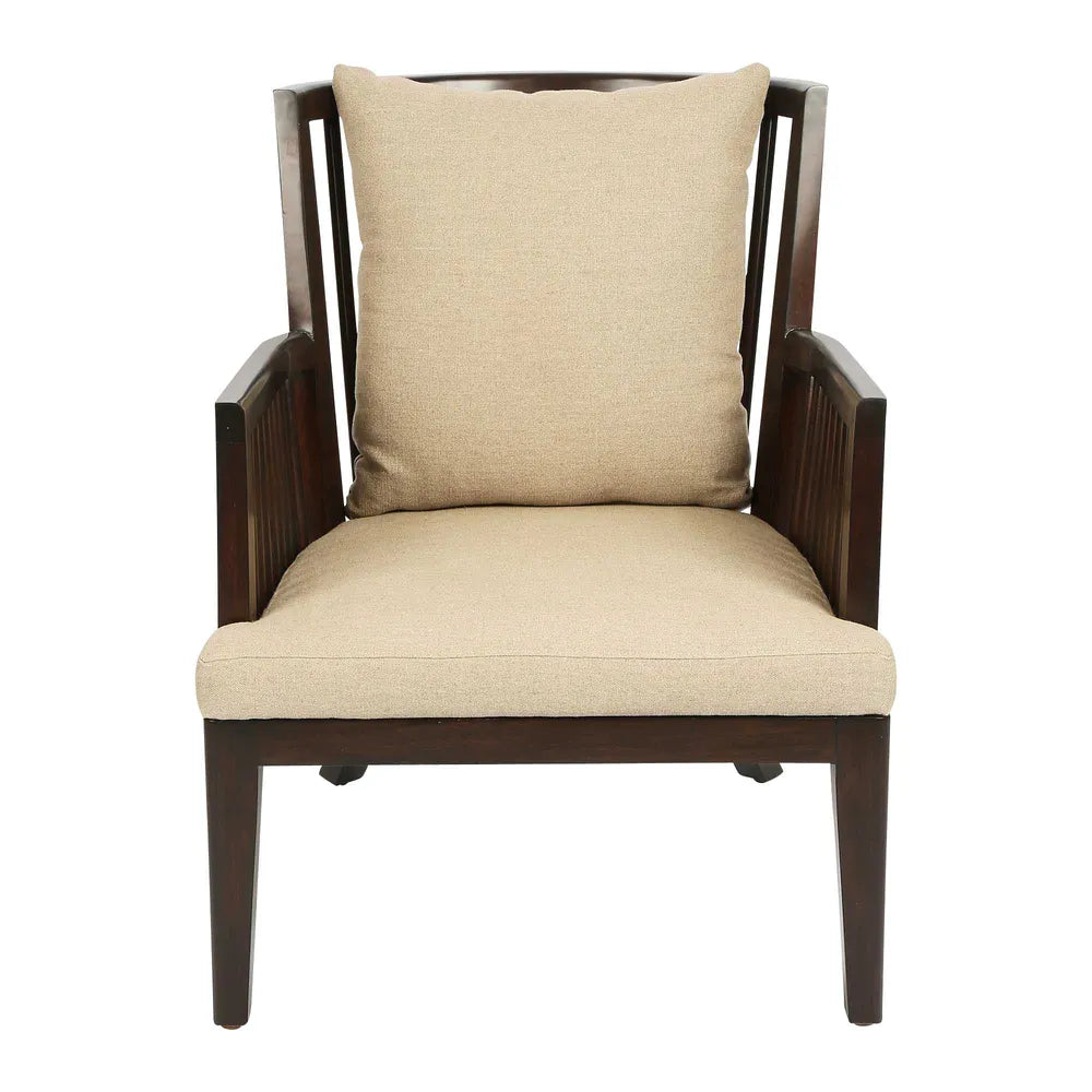 Audrina Mahogany Wood Lounge Chair - Natural Colour