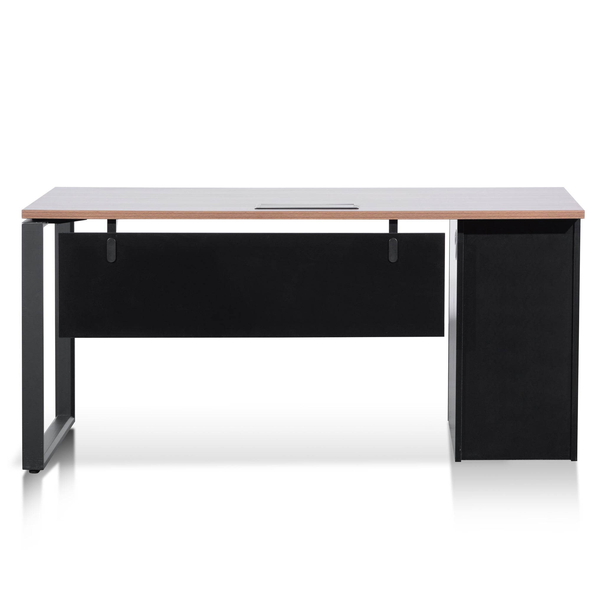 1.6m Single Seater Walnut Office Desk - Black Legs - image 3