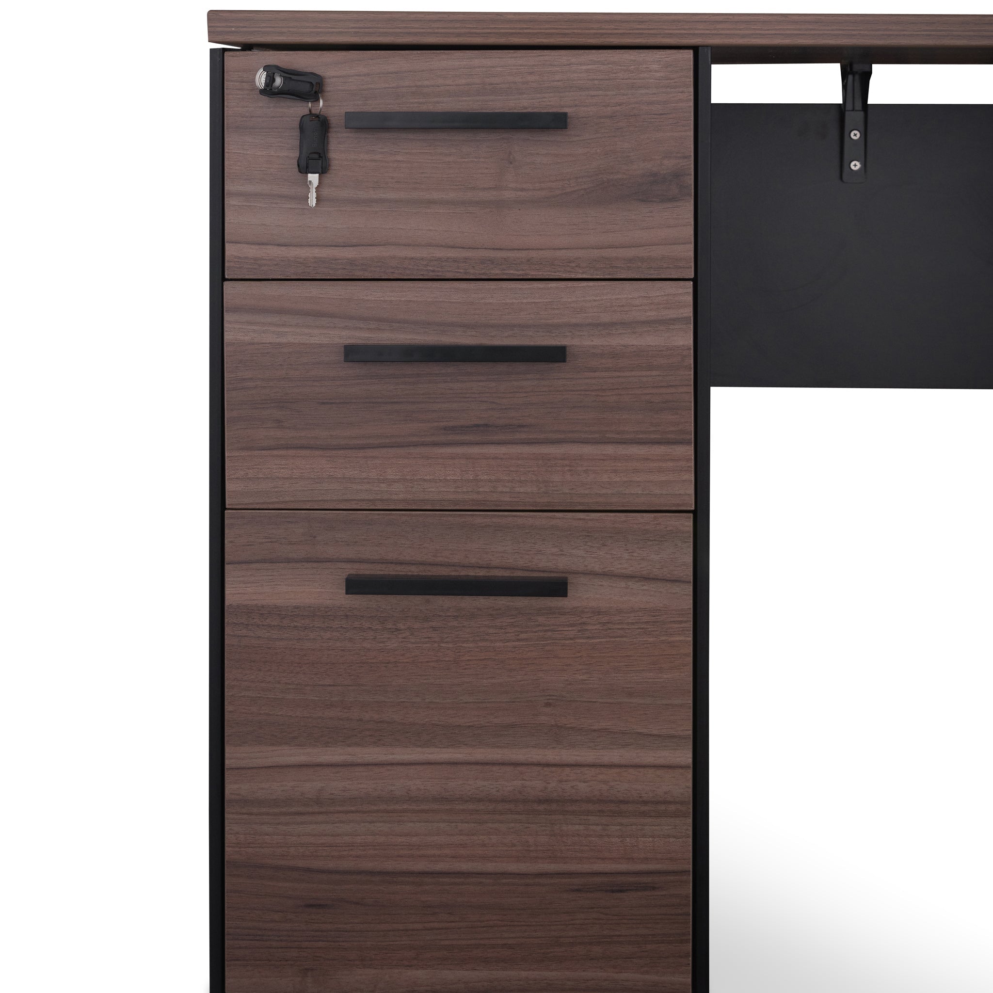 1.6m Single Seater Walnut Office Desk - Black Legs - image 6