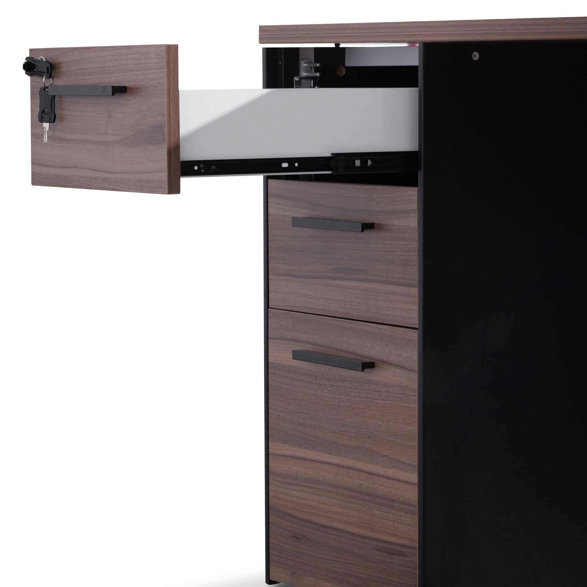 1.6m Single Seater Walnut Office Desk - Black Legs - image 7