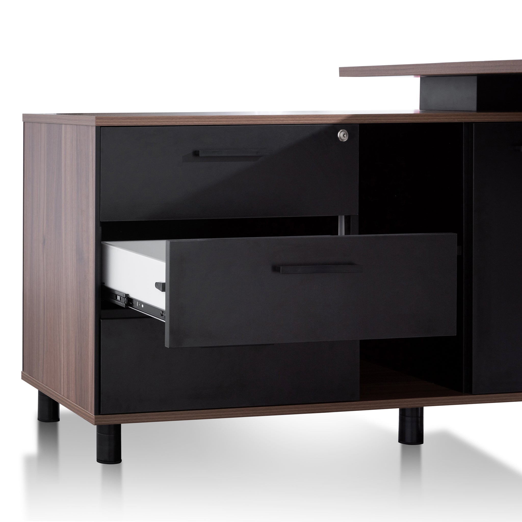1.8m Executive Desk Left Return with Black Legs - Walnut - image 10