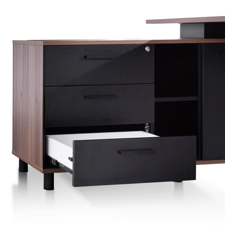 1.8m Executive Desk Left Return with Black Legs - Walnut